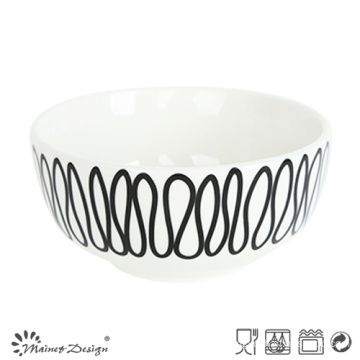 14cm Porcelain Rice Bowl with Geometrical Decal Design